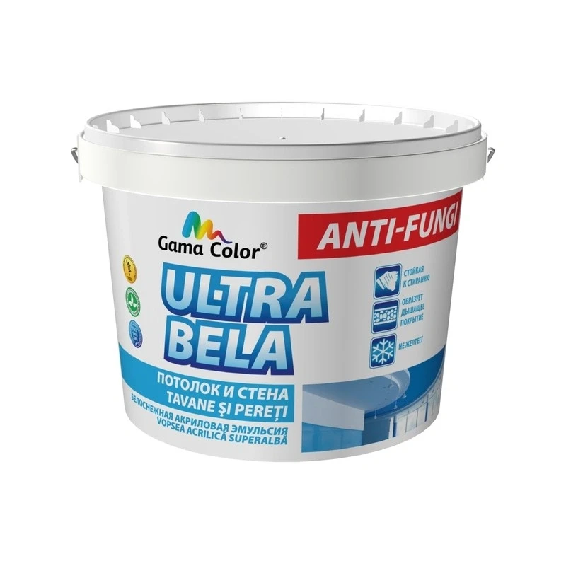 Vopsea acrilica "Ultra Bela" Gama Color super alba 1.3 kg