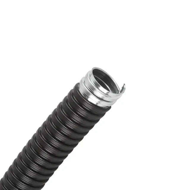 Tub metalic flexibil cu izolație PVC 25 mm negru