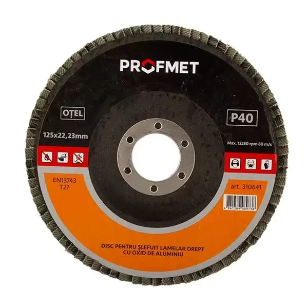 Disc p/u slefuit lamelar_125x22,23mm_P60 drept cu oxid de aluminiu T27 Profmet