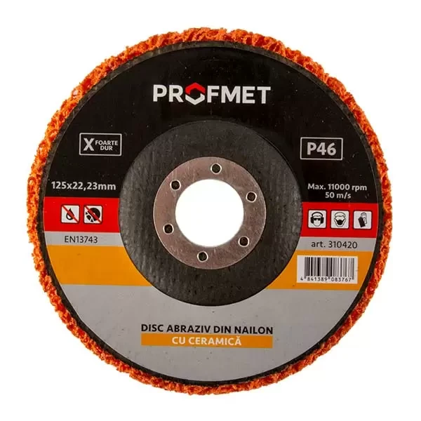 Disc abraziv_125x22,23mm_P46 nailon cu ceramica, portocaliu Profmet